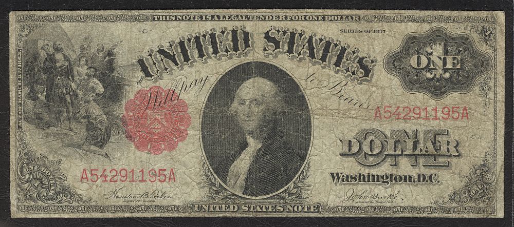 Fr.37, 1917 $1 Legal Tender, A54291195A, Fine